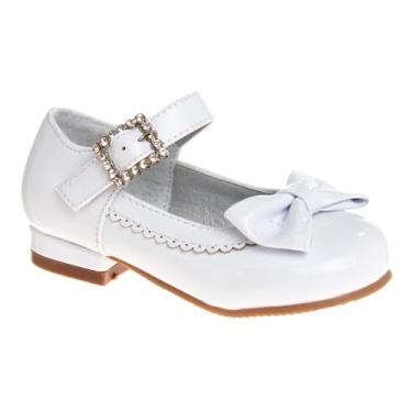 Imagem de Josmo Sapatos Mary Jane para meninas - Calçado social elegante e confortável (infantil - criança pequena - criança grande), Patente branca, 8 Toddler