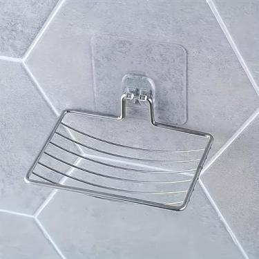 Imagem de 2 saboneteiras de aço inoxidável para montagem na parede - Suporte de sabão autoadesivo à prova de ferrugem com design de drenagem, 13 cm x 9 cm para banheiro, chuveiro, pia de cozinha (não é