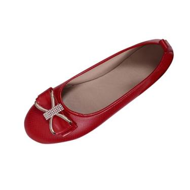 Imagem de Sapatos rasos femininos com design oco respirável para uso casual versátil na primavera, verão, lazer ao ar livre, sem caixa de sapatos, Vermelho, 38