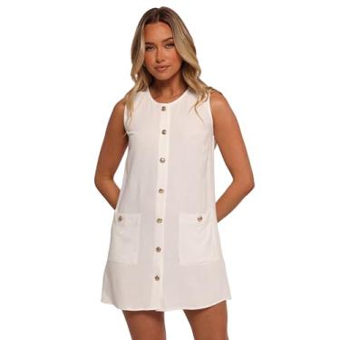 Imagem de Petal & Pup Vestido feminino de veludo com botões branco, Branco, P