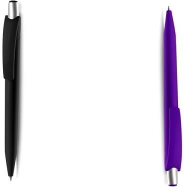 Imagem de Caneta Esferográfica Retrátil Executiva, Azul, Metal e Plástico, Escrita 0.7mm, Acabamento Fosco, Grip Metálico, Design Cilíndrico, para Escrita Geral (Preto e Roxo)