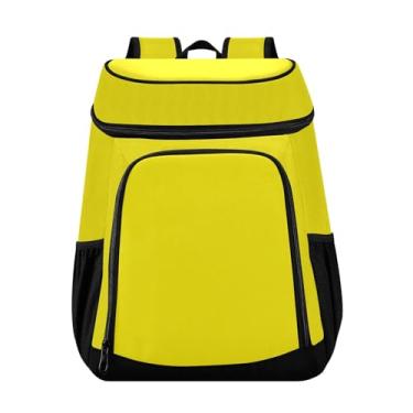 Imagem de Mochila térmica amarela canária, isolada, 36 latas, lancheira masculina para almoço, piquenique, viagem, acampamento, caminhada