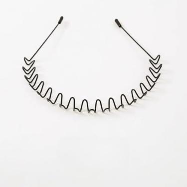 Imagem de Faixa de cabeça de liga estilo onda, acessório de cabelo moderno para uso diário (preto - gancho interno)
