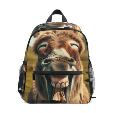 Imagem de GAIGEO Funny Donkey Laughing Backpacks for Toddlers with Whistle, 2 Bottle Pockets, Lightweight, Kindergarten Backpack 10x4x12 In, for Ages 3-8