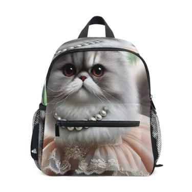 Imagem de GAIGEO Funny Kitten Adorable Cat Backpack for School Kids Toddler Girls Backpack with Front Pocket, Safety Whistle for Ages 3-8