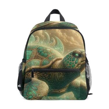 Imagem de GAIGEO Fantasy Vintage Sea Turtle Small Backpack for Kids with Whistle, Adjustable Chest Strap, Backpack for Girls Lightweight & Compact for Ages 3-8