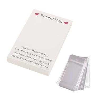 Imagem de IASINN 100 peças de cartões de abraço rosa com bolsas, presente de lembrança de coração em massa, cartões de incentivo em branco para aniversário de aniversário de amigos da família, longa distância