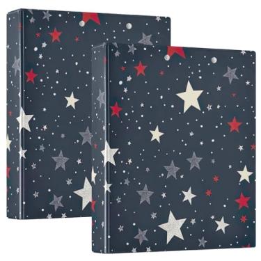 Imagem de Fichários coloridos com estrelas soltas, fichário espaçoso de 3,8 cm, ideal para escritório, escola, casa, pacote com 2