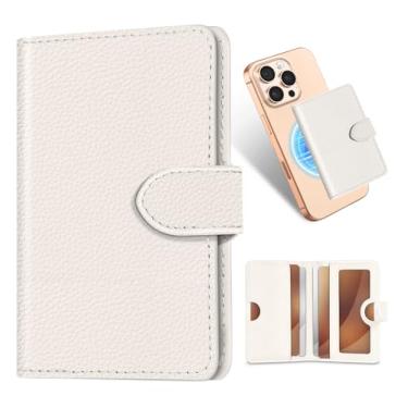 Imagem de Shorogyt Carteira magnética para celular compatível com porta-cartões Magsafe – Carteiras femininas de couro finas de luxo para 4 cartões, para iPhone 17/16/15/14/13/12 para Apple RFID Magnet, Lyc
