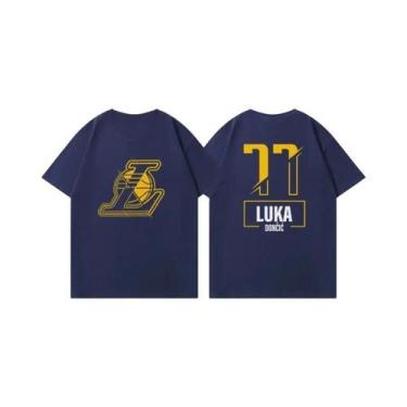Imagem de Camiseta De Manga Curta Lakers Luka Doncic Para Homens E Mulheres, Cas
