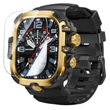 Imagem de Goton Capa robusta e kit de pulseira com protetor de tela para Apple Watch de 49 mm, compatível com Apple Watch Ultra 3/Ultra 2/Ultra, metal à prova de choque de corpo inteiro + capa de amortecedor de