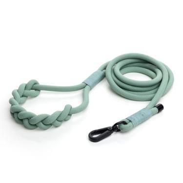 Imagem de Nova edição 2025, Fei & Eve coleira trançada à mão para cães, 1,8 m, material de algodão SP, verde-azeite