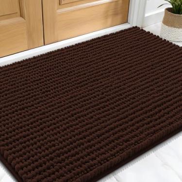 Imagem de OLANLY Tapete de porta de cachorro para patas enlameadas 91 x 61 cm, capacho de lama de chenille ultra absorvente, antiderrapante, lavável e com armadilha de sujeira para entrada interna, tapetes