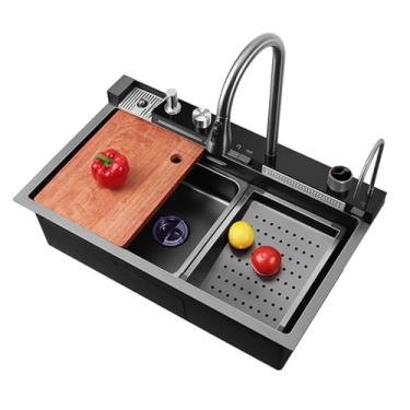 Imagem de Banheira de lavanderia de nível comercial, pias inclinadas, pia de cozinha com cascata única, pia combinada, pia culinária, com coador de pia, restaurante, cozinha, lavanderia, garagem