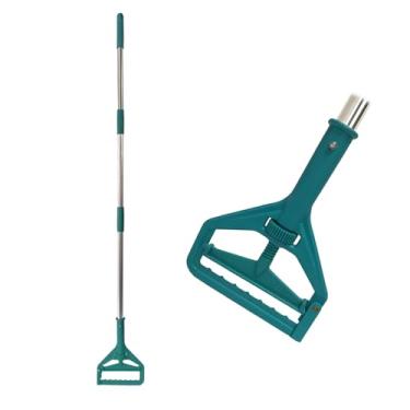 Imagem de KLHB-YF Cabo de esfregão comercial resistente 150 cm de comprimento ajustável Suporte de substituição de cabeça de esfregão molhado para limpeza de piso profissional/industrial (verde)