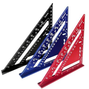 Imagem de Quadrado de alumínio de 17 cm, quadrado de carpinteiro triangular com marcações gravadas a laser, ferramenta leve endurecida para marcenaria, carpintaria, telhado e projetos faça você mesmo/preto