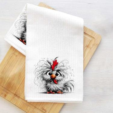 Imagem de Toalhas de cozinha engraçadas de frango, panos de prato para lavar pratos de cozinha, toalha de mão para casa de banho, toalha de chá decorativa de microfibra macia, presentes de frango para mulheres