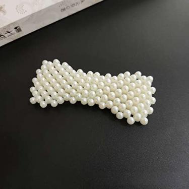 Imagem de Semme Falso Pérola Plástico Ferro Elegante Bonito Lado Franja Headwear Presilhas Acessórios de Cabelo para Meninas para Trabalho Data Festa Festival (gravata borboleta quadrada)