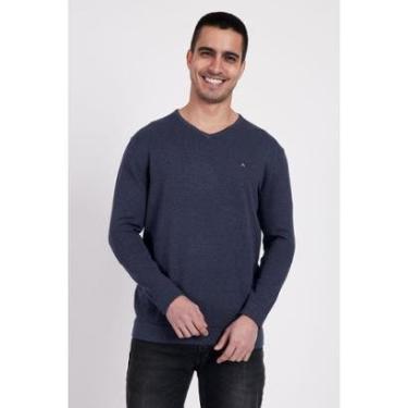 Imagem de Tricot Manga Longa Gola v Azul Indigo-Masculino