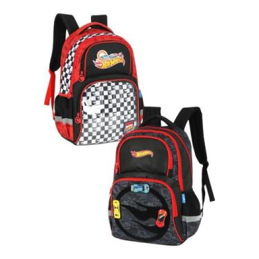 Imagem de Mochila Escolar De Costas Hot Wheels Bolso Frontal Divertido - Up4You