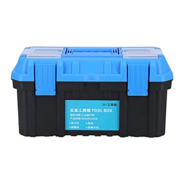 Imagem de Caixa de ferramentas de plástico portátil peças de hardware caso de armazenamento dupla camada eletricista mala grande capacidade organizador para casa oficina profissional preto (M)