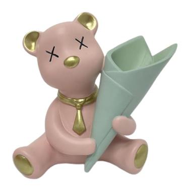 Imagem de Generic Vaso de Urso Pequeno, Vaso de Flores, Ornamento Moderno, Estátua de Animal, Estatueta de Urso para Sala de Estar, Presente de Mesa para Festas, Rosa