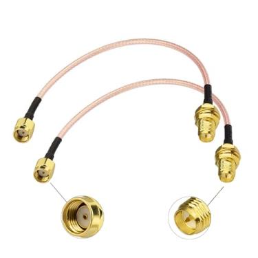 Imagem de SZSAUTO Cabo de extensão de antena WiFi 15 cm 15.2 cm (pacote com 2) anteparo de montagem RP-SMA macho para RP-SMA fêmea para roteador WiFi, câmera IP, sem fio, mini PCI Express PCIE, adaptador de