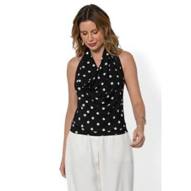 Imagem de Blusa Bisô Jersey Decote Degagê Poá Preta-Feminino