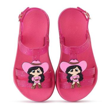 Imagem de Sandália Infantil Menina Boiadeira Ana Castela Tiras, Rosa pink, 33/34