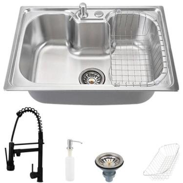 Imagem de Cuba para cozinha pia com acessórios Carajás e Torneira monocomando go