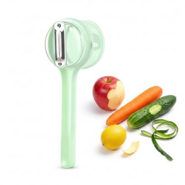 Imagem de Faca de descascar com caixa de armazenamento, descascador de frutas e vegetais com recipiente, descascador de frutas com recipiente, descascador multifuncional de aço inoxidável dupla face para