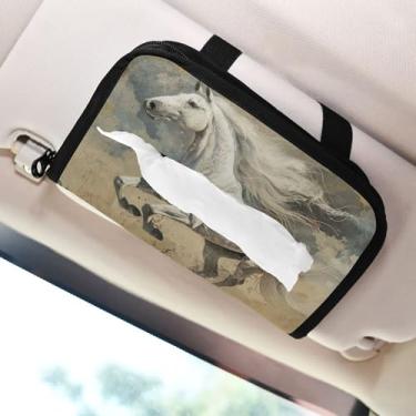Imagem de SEHANY Suporte de lenços de carro Majestic Horse, caixa de lenços para carro, viseira solar, porta-guardanapos retangular, dispensador de máscara de carro, caixa de lenços de papel para automóveis