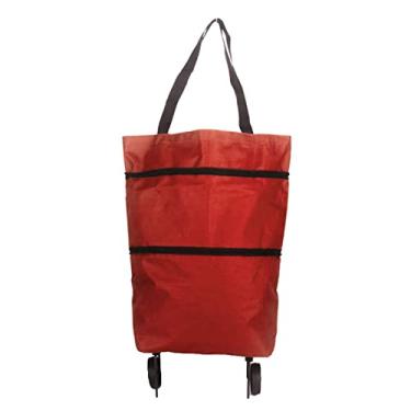 Imagem de B11-46 Sacola de Carrinho Compras Portátil Multifuncional Oxford Plegável com Rodas Reutilizável para Viagens Acampamentos Piqueniques Lavanderia Baga