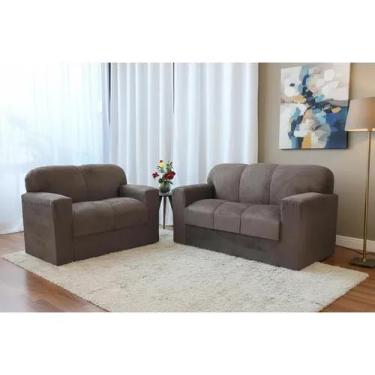 Imagem de Jogo de sofá xaropinho de 2 e 3 lugares marrom - Multi Móveis