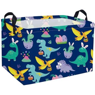 Imagem de Sanjiaofen Cesta retangular de dinossauro de Páscoa, cestas de dinossauro para meninos, organizador de cesta de armazenamento infantil para meninos, decoração de quarto, clothers, caixa de brinquedos,