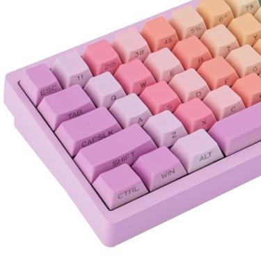Imagem de Tsungup Teclas PBT, 131 teclas fofas arco-íris doces personalizadas laterais impressas, conjunto de teclas de perfil cereja para teclado mecânico Cherry MX Switchs