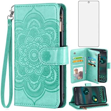 Imagem de Asuwish Capa carteira compatível com Google Pixel 6A 5G 2022 e protetor de tela de vidro temperado flor couro flip porta-cartão de crédito suporte acessórios de celular para celular Pixel6A mulheres