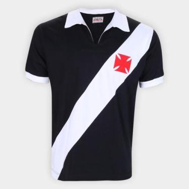 Imagem de Camisa Polo Retrô Vasco 1960 Athleta Masculina, Preto, EGG
