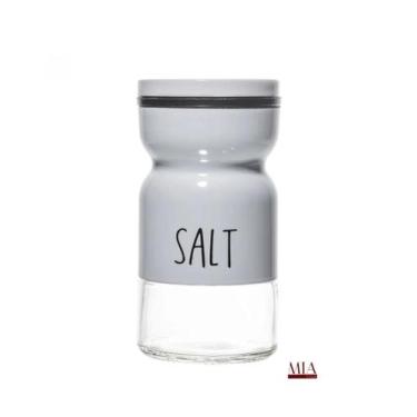 Imagem de Saleiro de Vidro com Tampa de Metal Branco 120ml - Lyor