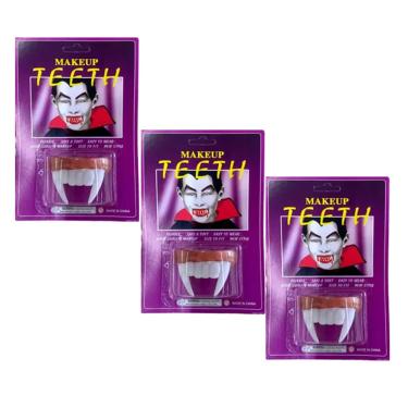 Imagem de Kit C/ 3 Dentaduras Dente De Vampiro Halloween