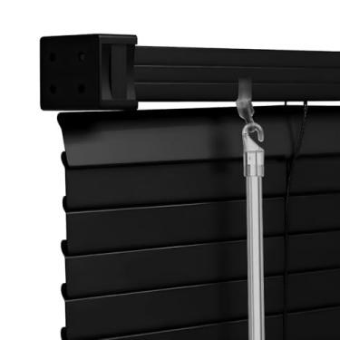 Imagem de Mini persianas de vinil sem fio 100% privacidade de 2,5 cm para janelas internas, lâminas em forma de L, escurecimento horizontal e venezianas de filtragem de luz para casa 100,3 cm WX48 H Preto