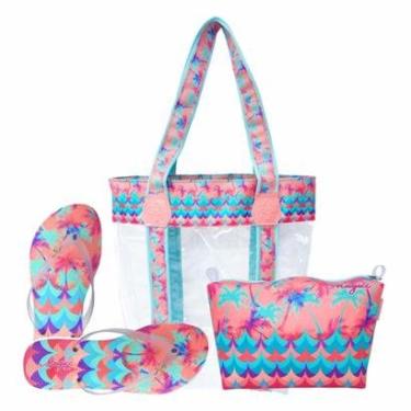 Imagem de Kit Feminino Praia Coqueiros Chinelo Necessaire Magicc Bolsas-Feminino