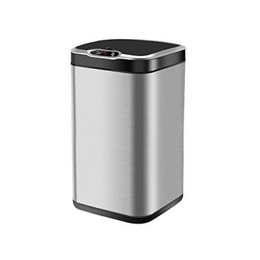 Imagem de Lixeira 8L/13L Indução Inteligente com Tampa Grande Capacidade Quarto Sala de Estar Lata de Lixo Cozinha Banheiro Cesto de Resíduos Escritório Estudo Lixeira Cozinha Dumpster(Prata, 13L)