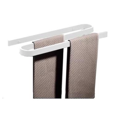 Imagem de Organizador de chuveiro Toalheiro de 45,7 cm para banheiro, barra de toalha de banho dupla de alumínio, sem perfuração, suporte de toalha montado na parede, moderno criativo duplo varão de toalha