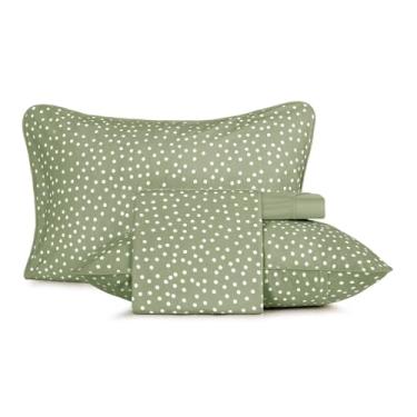 Imagem de Jogo de Cama Simples Malha Fio Penteado 100% Algodão - Bits Verde - Solteiro King