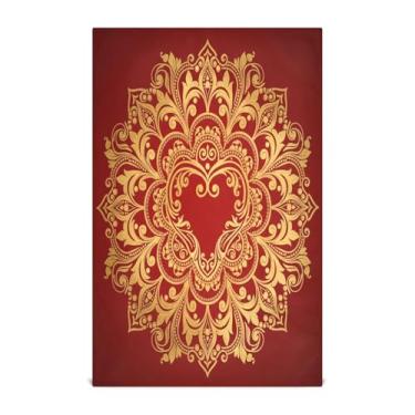 Imagem de Wassud Toalhas de prato de cozinha mandala dourada 1 pacote de panos de prato macios com laço para pendurar toalha de mão super absorvente de secagem rápida toalhas de chá de mesa decorativas 71 x 45