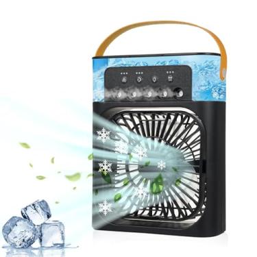 Imagem de YWBL-WH Ventilador Frio de Mesa, Mini Ar Condicionado Com 3 Velocidades, Umidificador e Luz Colorida para Uso Doméstico e de Escritório (Preto)