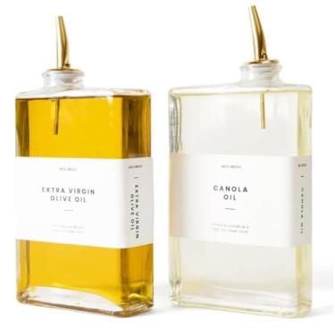 Imagem de BFCAYQE Conjunto de dispensador de azeite, vidro verde, 500 ml, com bandeja de bambu, conjunto de 2, para cozinha (verde, 2 peças)