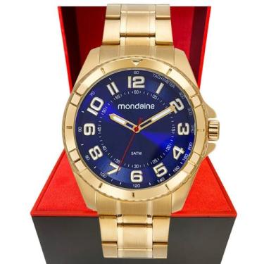 Imagem de Relógio Mondaine Masculino aço dourado azul 5 ATM 48 mm 32638gpmvde3