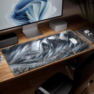 Imagem de Tapete de mesa de couro para cenário, mouse pad de arte colorida grande teclado de computador para jogos, protetor e capa à prova d'água, tapete de mouse decorativo de couro PU para laptop, decoração